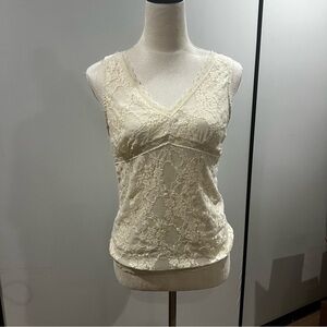 Valleygirl Cream Lace V-Neck Tank Top